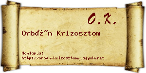 Orbán Krizosztom névjegykártya
